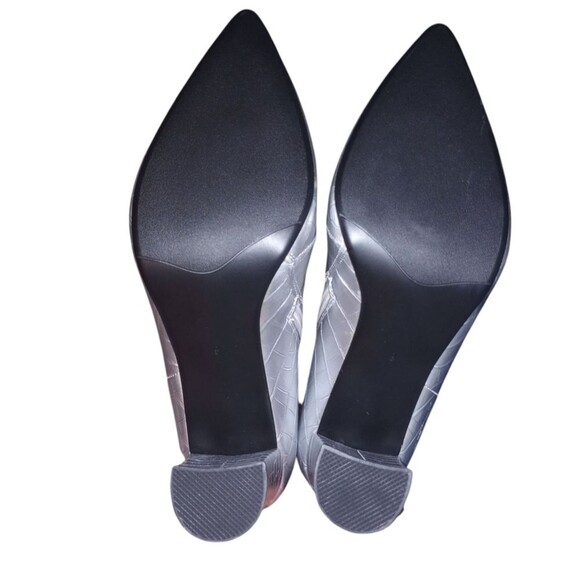 Modatope Knee High Silver Croc Embossed Chunky Heeled Boots Size 9 NWOT - Picture 6 of 8